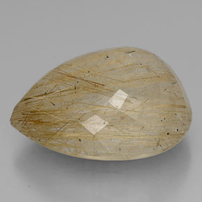 Cuarzo rutilado oro natural de 60,42 ct, en forma de pera, transparente