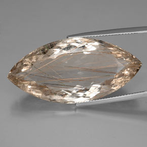 Cuarzo rutilado amarillo natural de 46,12 ct, marquesa, transparente