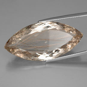 Cuarzo rutilado amarillo natural de 46,12 ct, marquesa, transparente