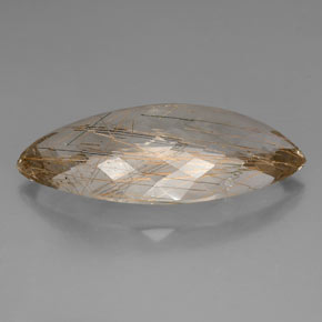 Cuarzo rutilado amarillo natural de 46,12 ct, marquesa, transparente