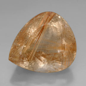Cuarzo rutilado oro natural de 102,45 ct, en forma de pera, transparente