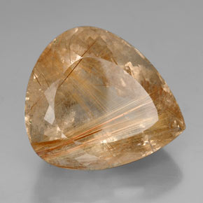 Cuarzo rutilado oro natural de 102,45 ct, en forma de pera, transparente