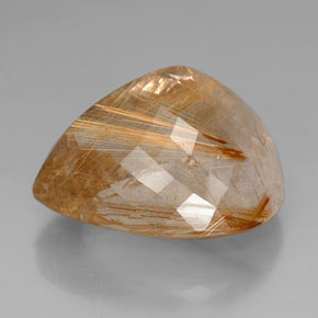 Cuarzo rutilado oro natural de 102,45 ct, en forma de pera, transparente