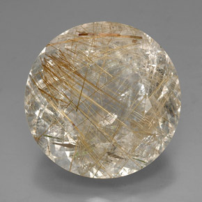 Cuarzo rutilado amarillo natural de 88,29 ct, corte redondo, transparente