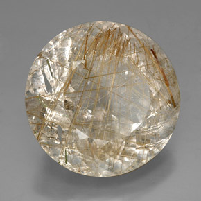 Cuarzo rutilado amarillo natural de 88,29 ct, corte redondo, transparente