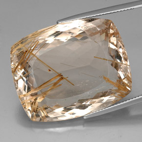 Cuarzo rutilado amarillo natural de 64,50 ct, corte cojín, transparente