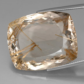 Cuarzo rutilado amarillo natural de 64,50 ct, corte cojín, transparente