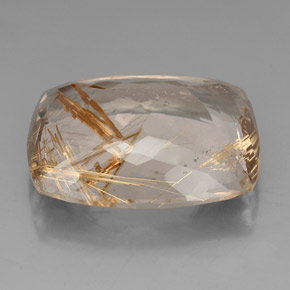 Cuarzo rutilado amarillo natural de 64,50 ct, corte cojín, transparente