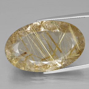 Cuarzo rutilado amarillo natural de 34,67 ct, corte óvalo, transparente