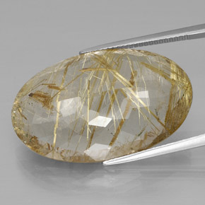 Cuarzo rutilado amarillo natural de 34,67 ct, corte óvalo, transparente