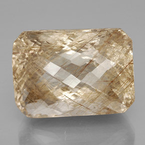 Cuarzo rutilado amarillo natural de 93,79 ct, corte esmeralda, transparente