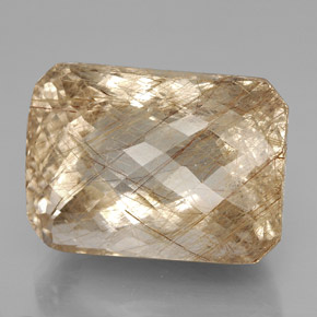Cuarzo rutilado amarillo natural de 93,79 ct, corte esmeralda, transparente
