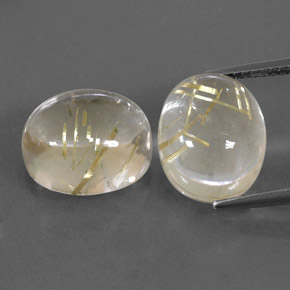 Gemas de cuarzo rutilado amarillo natural de  ct, corte óvalo, transparente