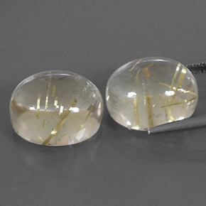 Gemas de cuarzo rutilado amarillo natural de  ct, corte óvalo, transparente