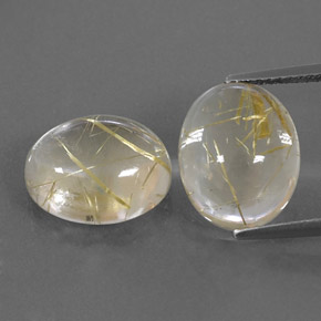 Gemas de cuarzo rutilado amarillo natural de  ct, corte óvalo, transparente