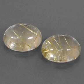 Gemas de cuarzo rutilado amarillo natural de  ct, corte óvalo, transparente