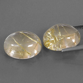 Gemas de cuarzo rutilado amarillo natural de  ct, corte óvalo, transparente