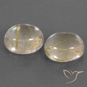 Gemas de Cuarzo rutilo Amarillo claro natural de 10.86 ct, Ovalada, Transparente