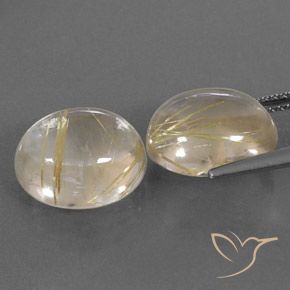 Gemas de Cuarzo rutilo Amarillo claro natural de 10.86 ct, Ovalada, Transparente