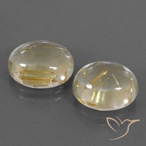 Gemas de Cuarzo rutilo Amarillo claro natural de 10.69 ct, Ovalada, Transparente