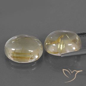 Gemas de Cuarzo rutilo Amarillo claro natural de 10.69 ct, Ovalada, Transparente