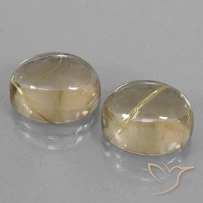 Gemas de Cuarzo rutilo Amarillo pálido natural de 13.34 ct, Ovalada, Transparente