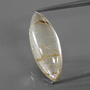 Cuarzo rutilado amarillo natural de 10,87 ct, marquesa, transparente