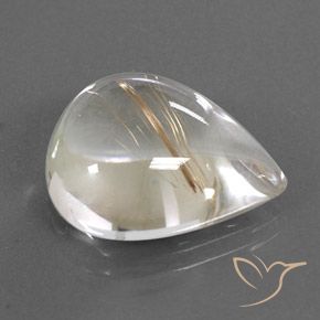 Cuarzo rutilo Amarillo claro natural de 15.33 ct, En forma de pera, Transparente