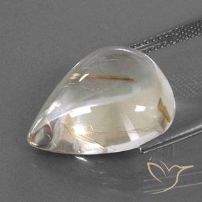 Cuarzo rutilo Amarillo claro natural de 15.33 ct, En forma de pera, Transparente
