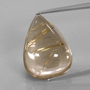 Cuarzo rutilado amarillo natural de 18,76 ct, en forma de pera, transparente