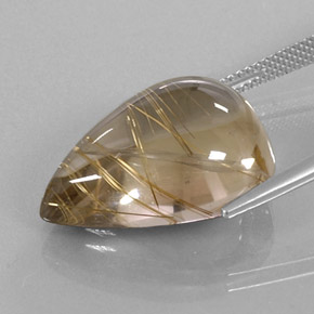 Cuarzo rutilado amarillo natural de 18,76 ct, en forma de pera, transparente