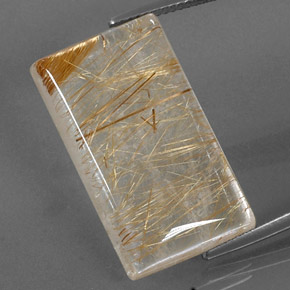 Cuarzo rutilado amarillo natural de 29,39 ct, baguette, transparente