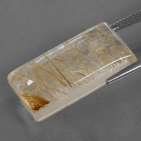 Cuarzo rutilado amarillo natural de 29,39 ct, baguette, transparente