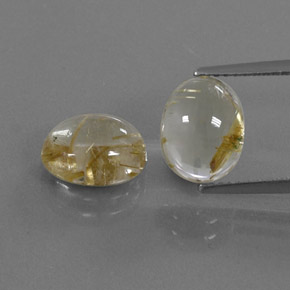 Gemas de cuarzo rutilado oro natural de  ct, corte óvalo, transparente