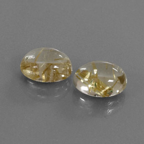 Gemas de cuarzo rutilado oro natural de  ct, corte óvalo, transparente