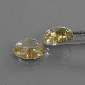 Gemas de cuarzo rutilado oro natural de  ct, corte óvalo, transparente
