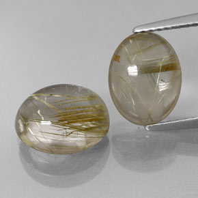 Gemas de cuarzo rutilado oro natural de  ct, corte óvalo, transparente