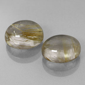 Gemas de cuarzo rutilado oro natural de  ct, corte óvalo, transparente