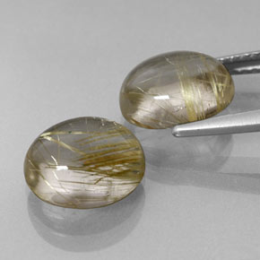 Gemas de cuarzo rutilado oro natural de  ct, corte óvalo, transparente
