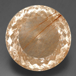Cuarzo rutilado amarillo natural de 129,30 ct, corte redondo, transparente