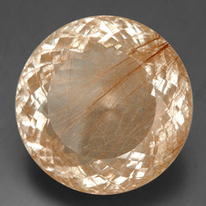 Cuarzo rutilado amarillo natural de 129,30 ct, corte redondo, transparente