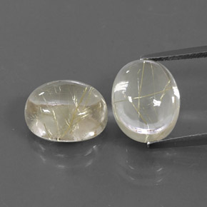 Gemas de cuarzo rutilado amarillo natural de  ct, corte óvalo, transparente
