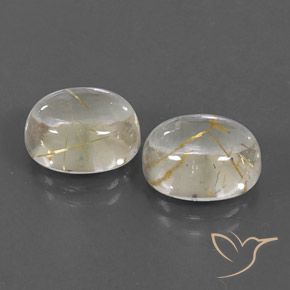 Gemas de Cuarzo rutilo Amarillo claro natural de 8.46 ct, Ovalada, Transparente