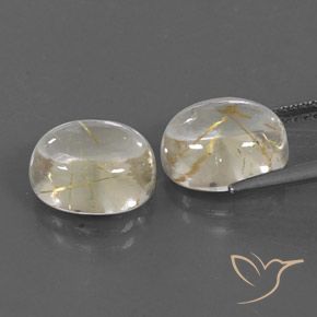 Gemas de Cuarzo rutilo Amarillo claro natural de 8.46 ct, Ovalada, Transparente