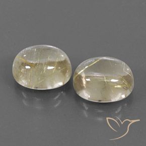 Gemas de Cuarzo rutilo Amarillo claro natural de 9.49 ct, Ovalada, Transparente