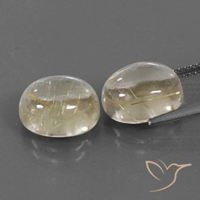 Gemas de Cuarzo rutilo Amarillo claro natural de 9.49 ct, Ovalada, Transparente