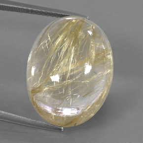 Cuarzo rutilado amarillo natural de 22,76 ct, corte óvalo, transparente