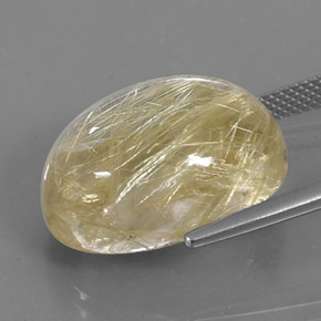 Cuarzo rutilado amarillo natural de 22,76 ct, corte óvalo, transparente