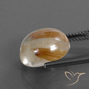 Cuarzo rutilo Claro y bronce dorado natural de 8.46 ct, Redondo, Transparente / Translúcido