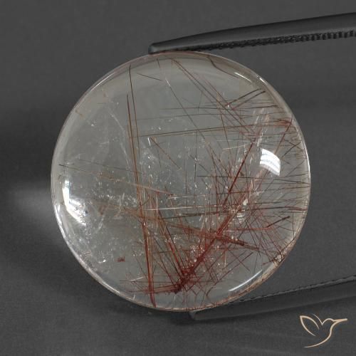 Cuarzo rutilado blanco natural de 21,57 ct, corte redondo, transparente